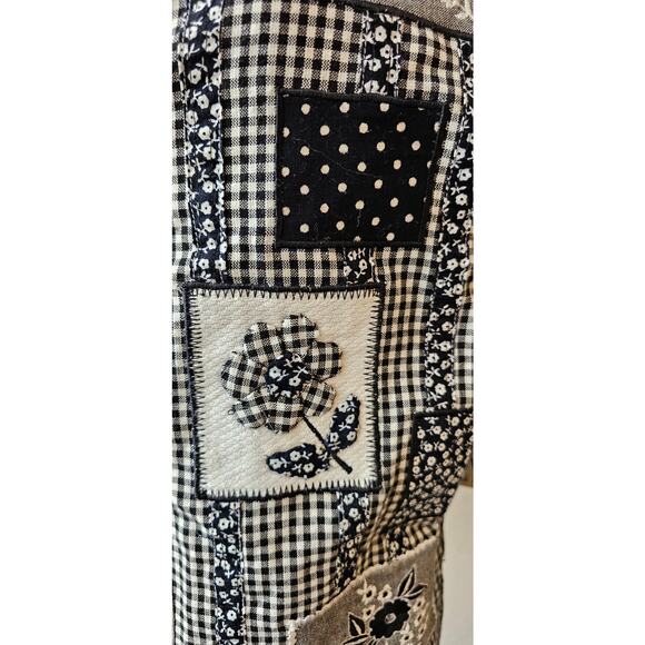 NWT VTG Casey & Max Emb Gingham Patchwork Vest and Shirt Set Women Large Black - Picture 3 of 11